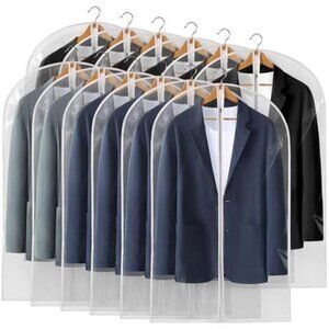 Clear Garment Bags For Hanging Clothes Suit Cover Closet Storage Zipper 12 Pack